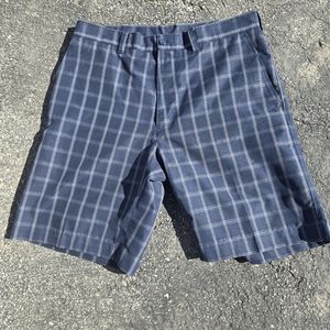 PGA TOUR Plaid Golf Short Size 34W Navy Blue Plaid